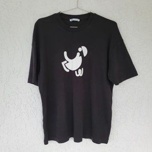 Zara Basic T Shirt Graphic Design Mens Medium Black White Short Sleeve